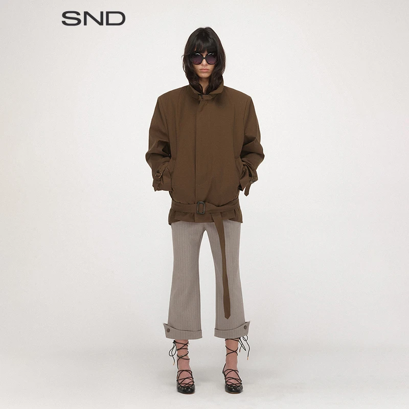 【SAUMPLE STUDY SYMP 设计师品牌】SND AW25 廓形宽肩翻领短款风衣