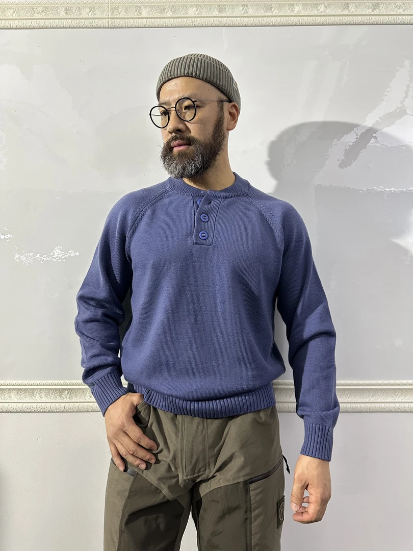 亨利领毛衣外套男秋冬季纯色复古高级感针织衫MD237