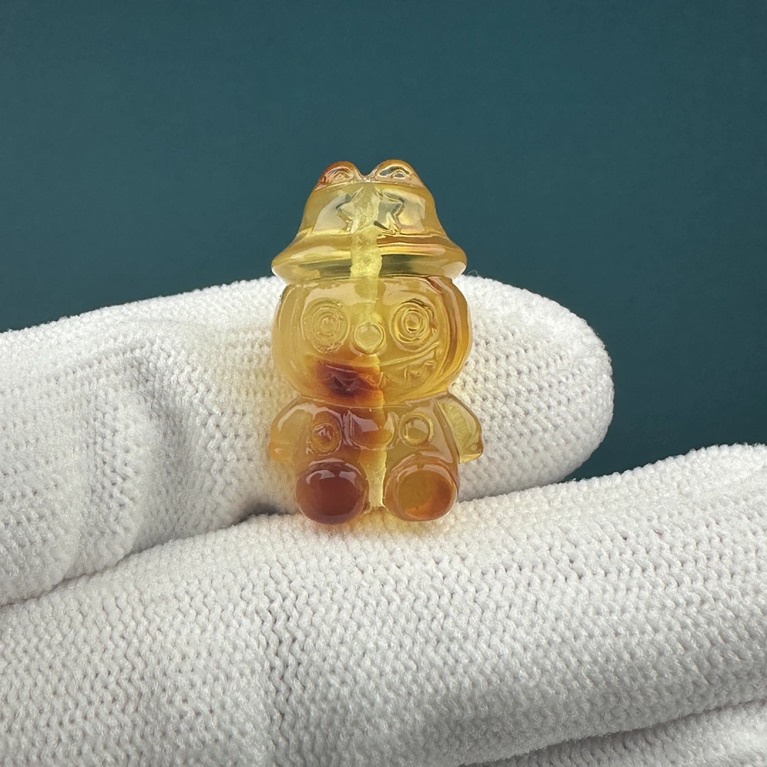 J3762天然蜜蜡 俄料拉布布雕刻件13.7*24.5mm一物一图假一罚十