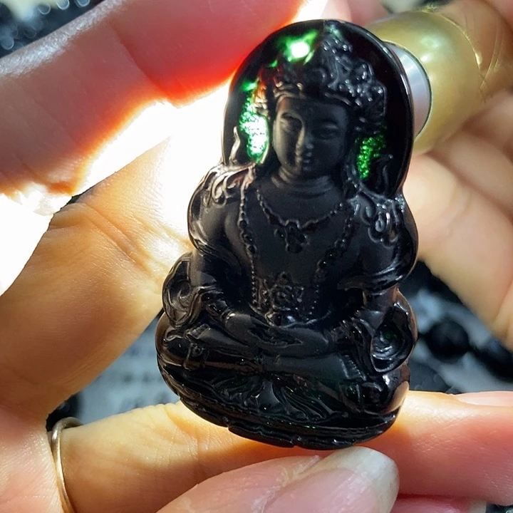 翡翠未镶嵌颈饰晶体线墨翠无证书