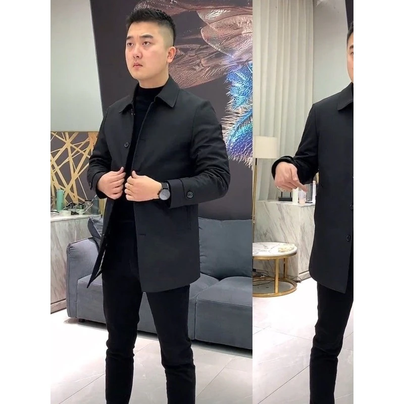 YLTY春秋韩式男士风衣中长修身商务潮流百搭中青年帅气夹克翻领