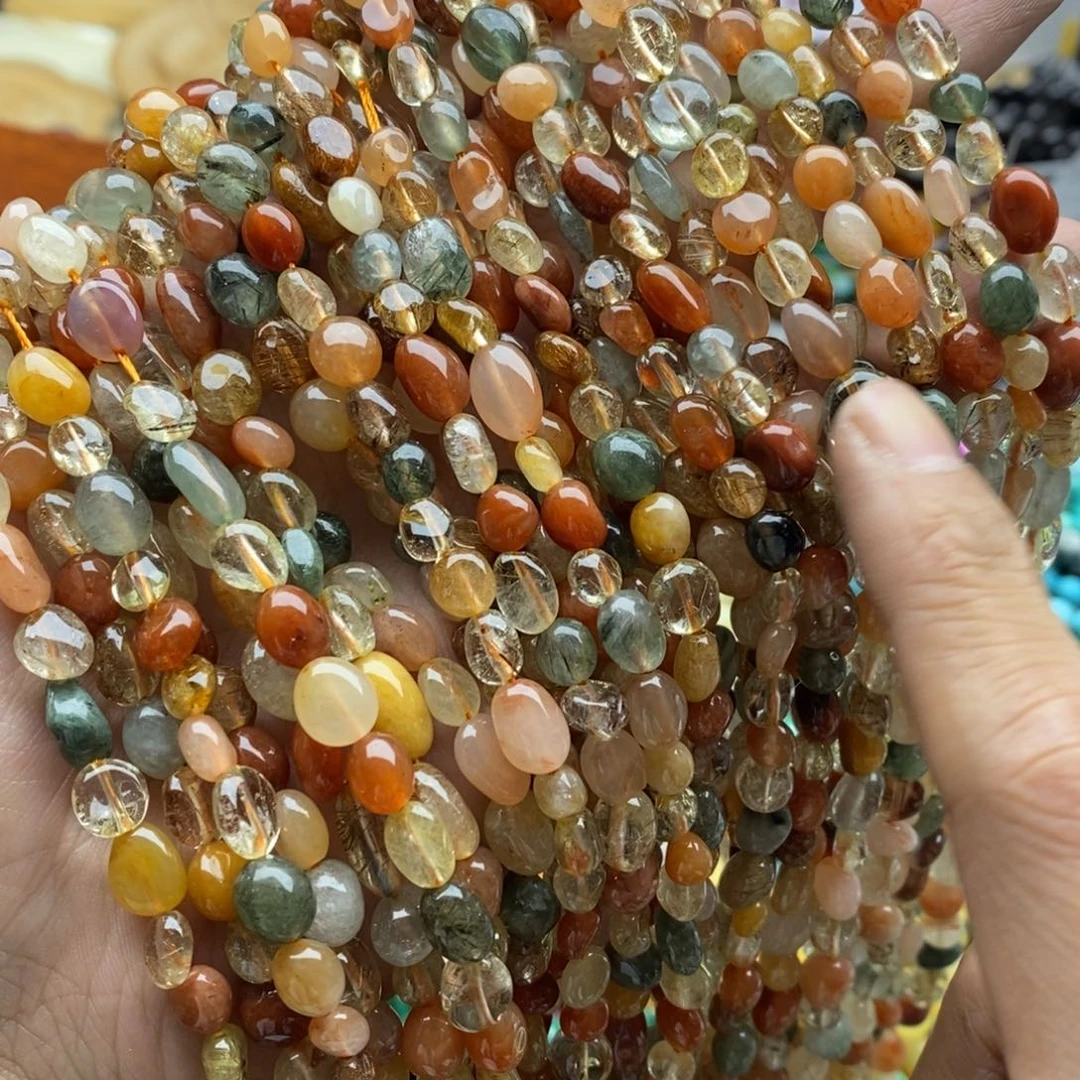 玛瑙/玉髓未镶嵌珠宝半成品一条天然福禄寿水晶随行6-7mm