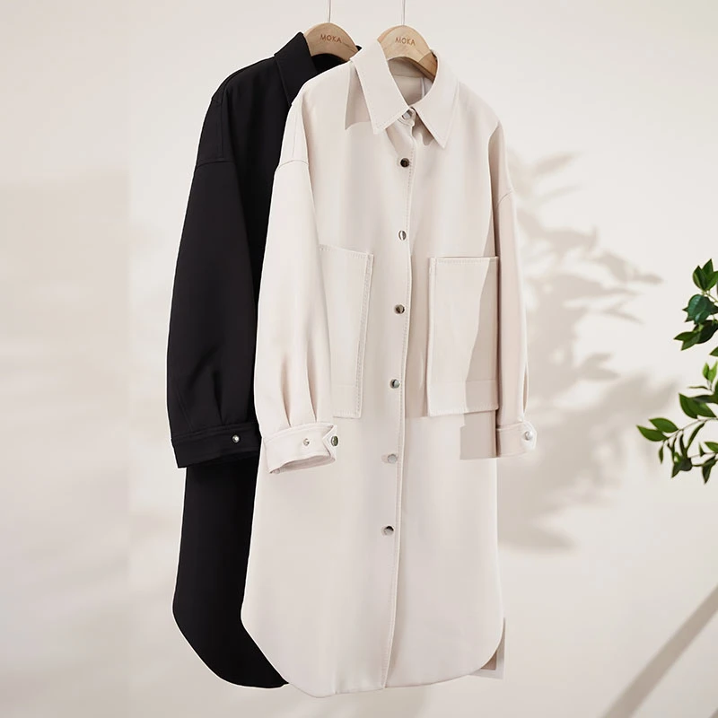 出口欧货气质简约单排中长款女士外套（242007）2532