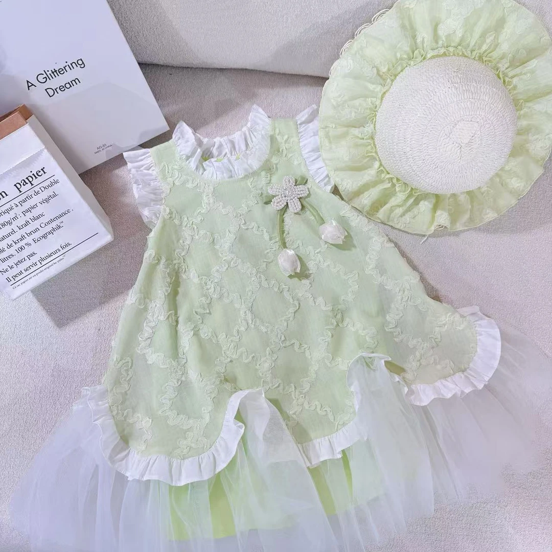 女童连衣裙2025新款洋气宝宝夏季无袖公主裙儿童夏装洋气超仙裙子