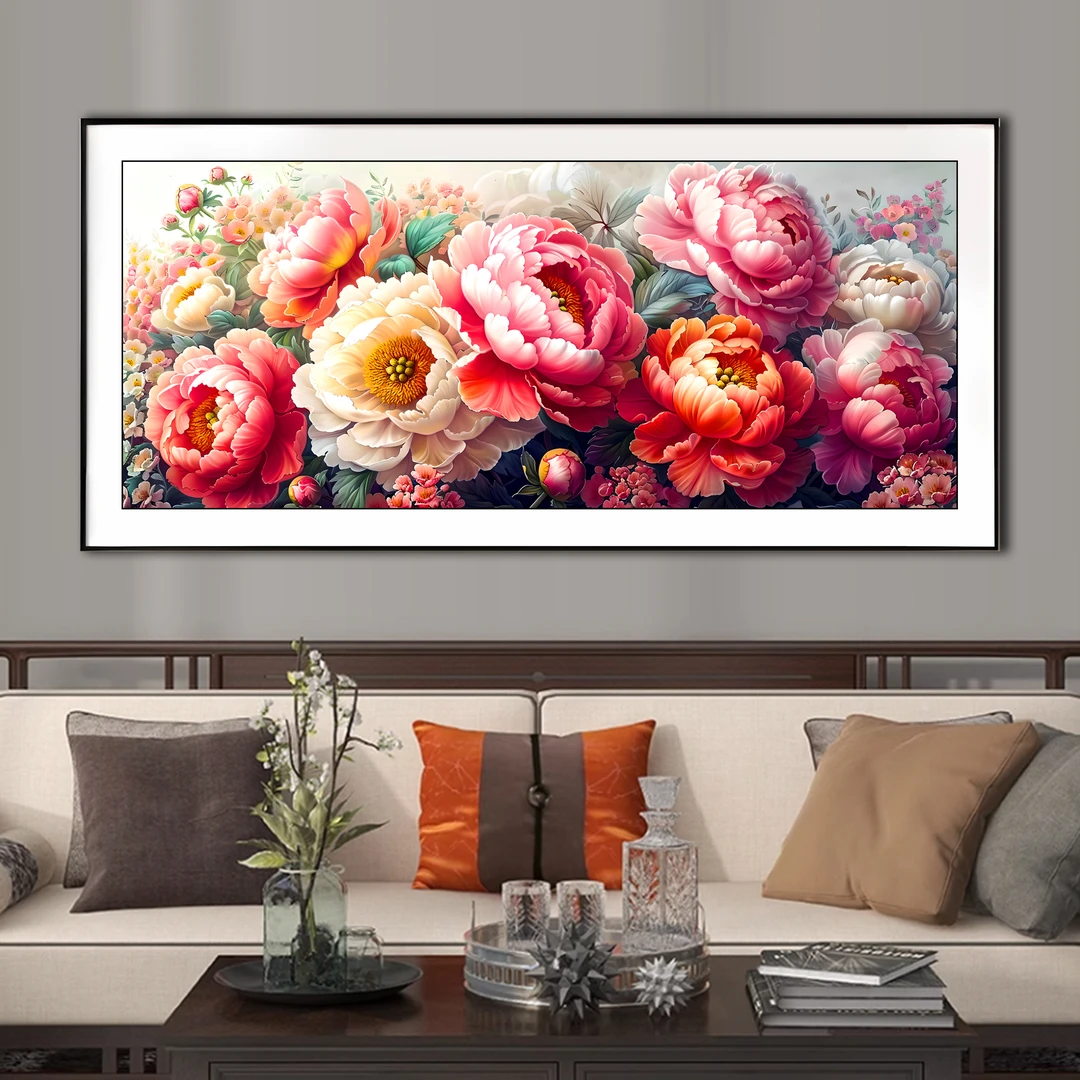 【新疆长绒棉双纱棉】2129富贵天香十字绣高贵牡丹客厅画58种绣线