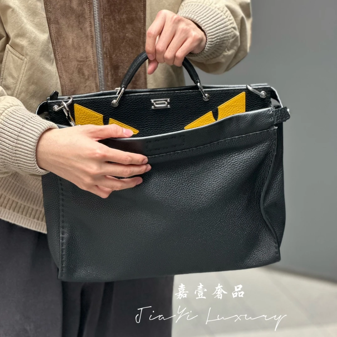 嘉壹/99新(6510)FENDI芬迪Peekaboo小恶魔眼睛印花图案公文手提包