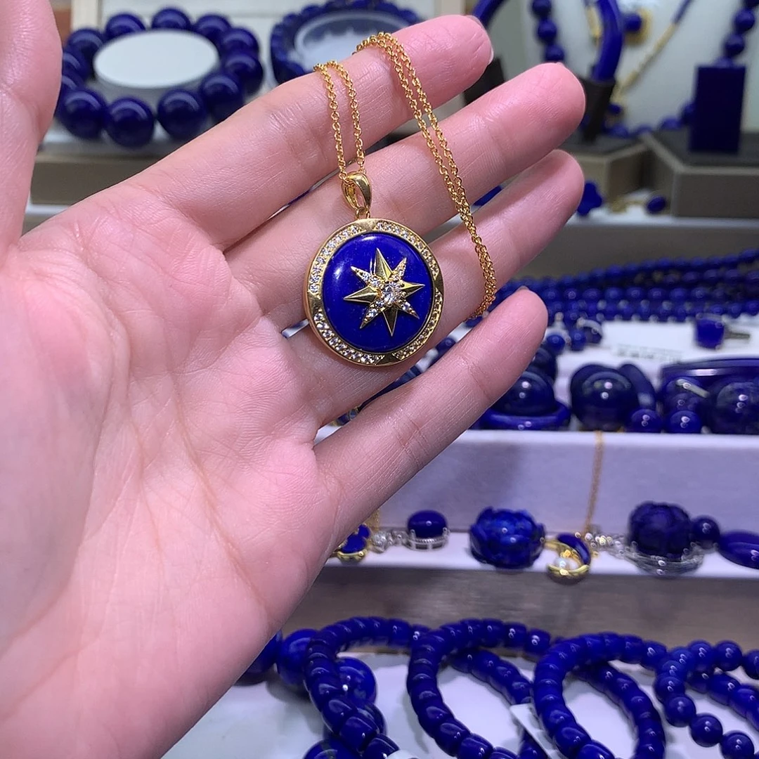 青金石合金天然原矿项链