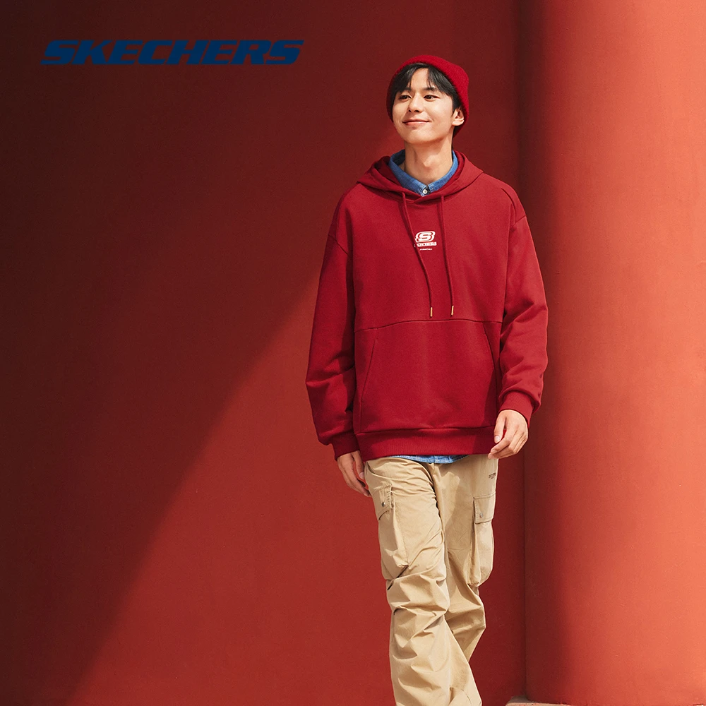 斯凯奇官方男女时尚潮流舒适针织连帽套头卫衣L125U044