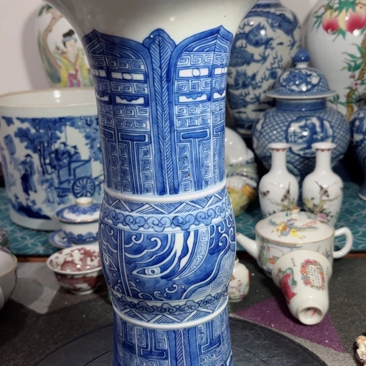 紫砂茶叶罐博***藏青花1111111111111