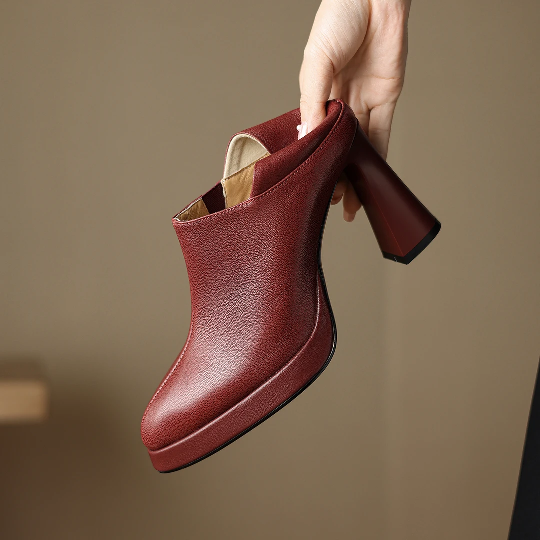 小个子手工女鞋9cm~新款2026防水台舒适气质高跟鞋百搭职业工作鞋