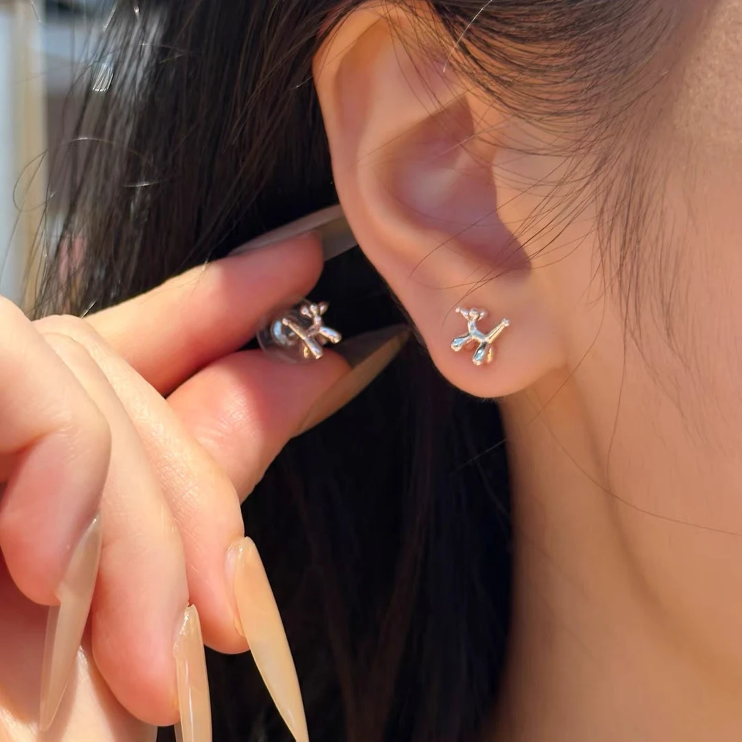合金耳饰 十里间【气泡小狗】甜美小清新简单少女动物耳钉百搭耳环