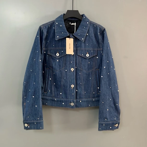 未使用 MIU MIU/缪缪 缪缪蓝色牛仔满钻外套