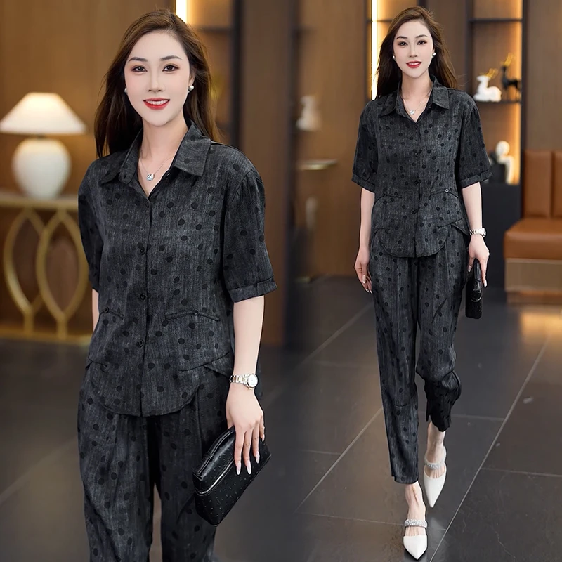 夏季新款高端设计感大码时尚套装韩版气质宽松显瘦两件套休闲女装