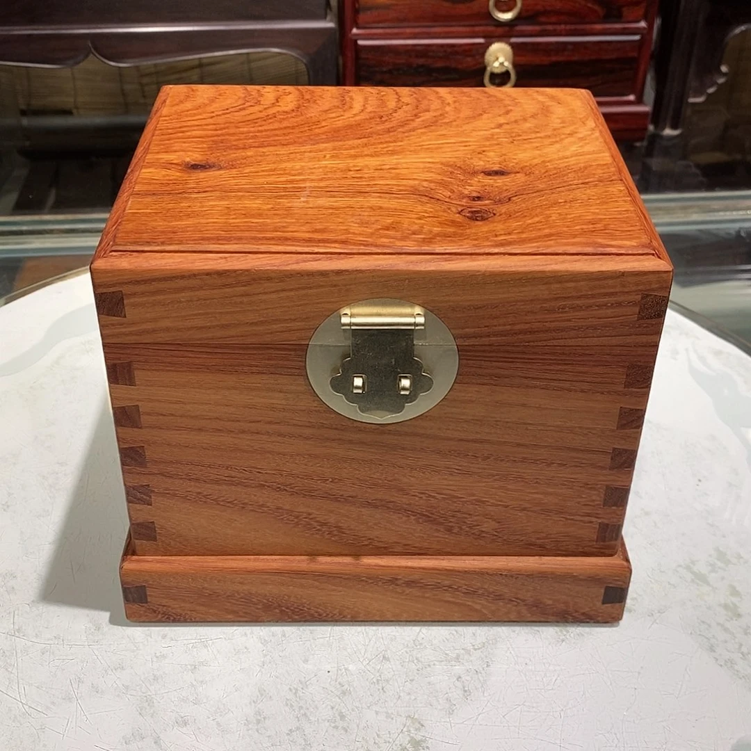 大果紫檀（缅甸花梨）独板百宝盒19/16/15.5