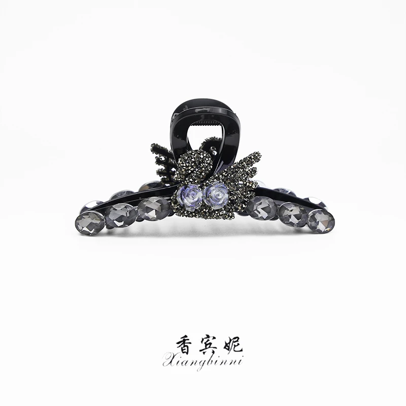 香宾妮 2025新款韩式高奢风11厘米满钻黑天鹅大号抓夹6116