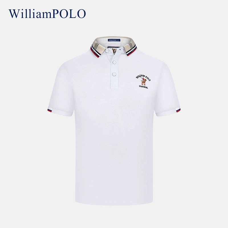英皇保罗新款男士刺绣polo衫夏季短袖翻领t恤男中青年轻商务高端