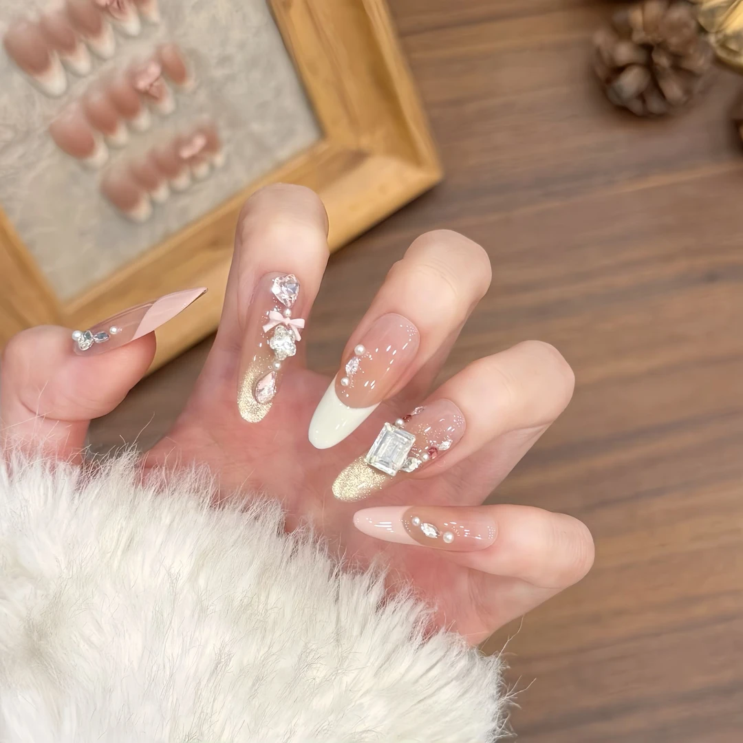 R-金粉挂件扣-XingHeJiYu轻奢高定美甲 10片装