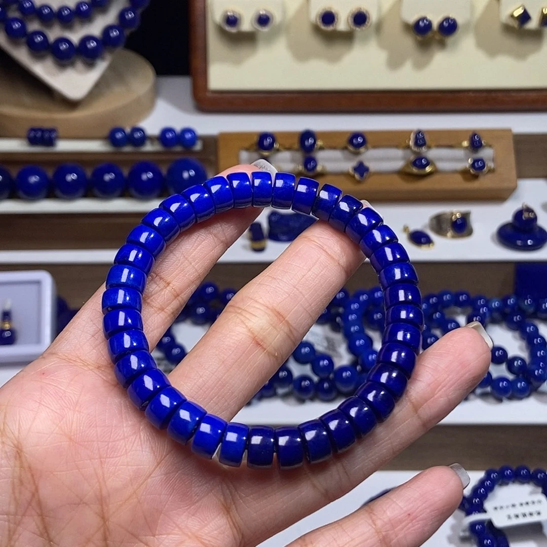 熊***7青金石未镶嵌精品老矿 彩虹药片8mm