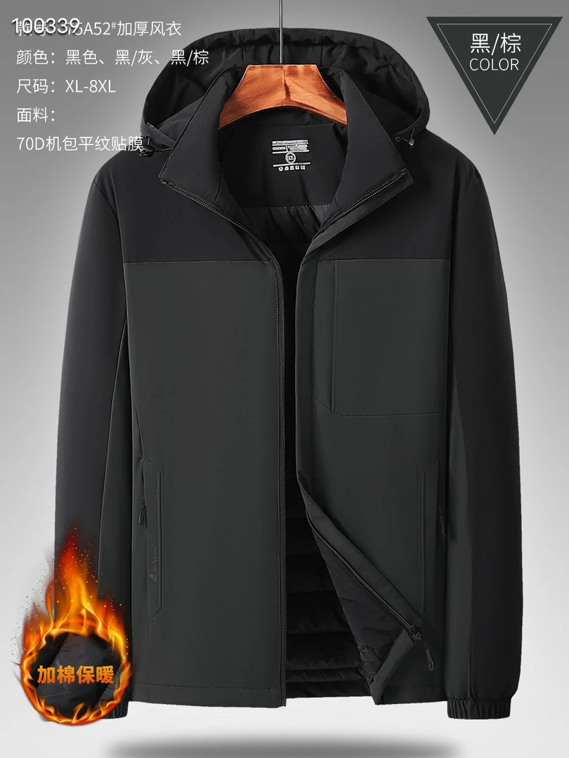 加肥加大二棉运动休闲外套，70D机包风衣