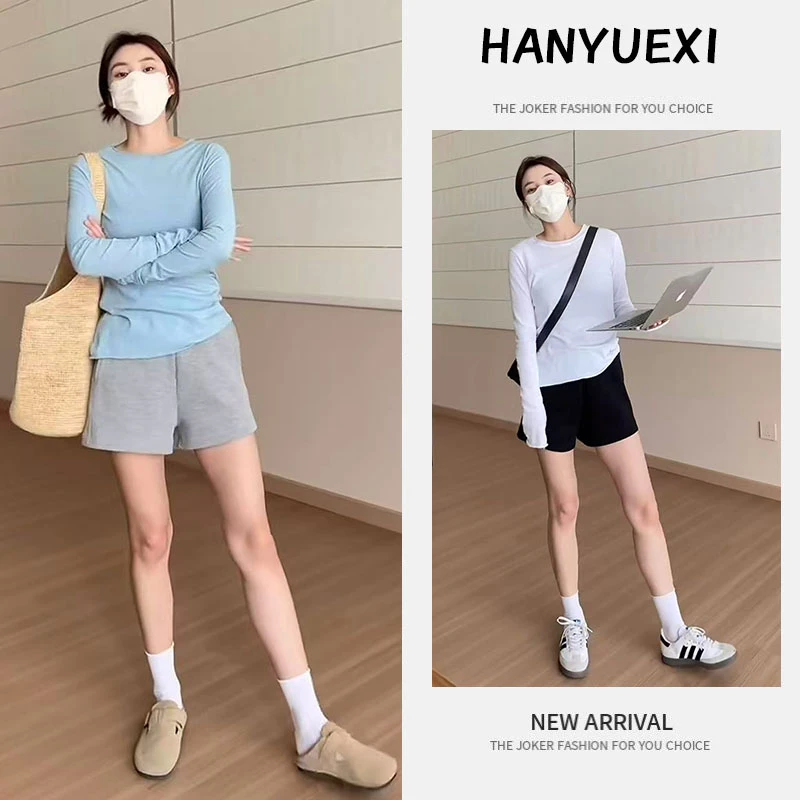 今年流行穿搭一整套2025新款休闲风修身长袖上衣减龄短裤显瘦套装