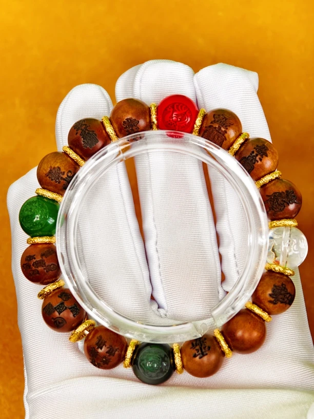 【四象】乾坤圈枣木雕刻文字新款纯手工手串送家人送朋友送闺蜜四象