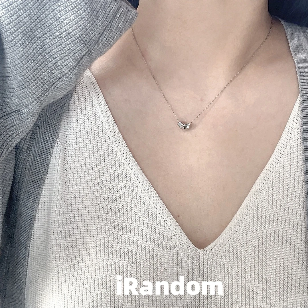 坠链均925银 简约车花纹理相思豆项链