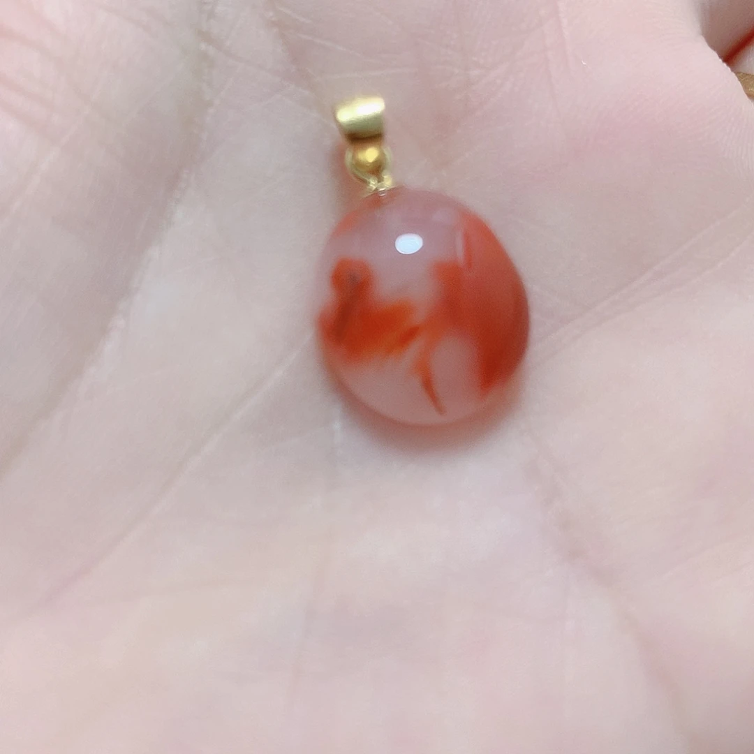 南红玛瑙银S925镶嵌吊坠(不含链)