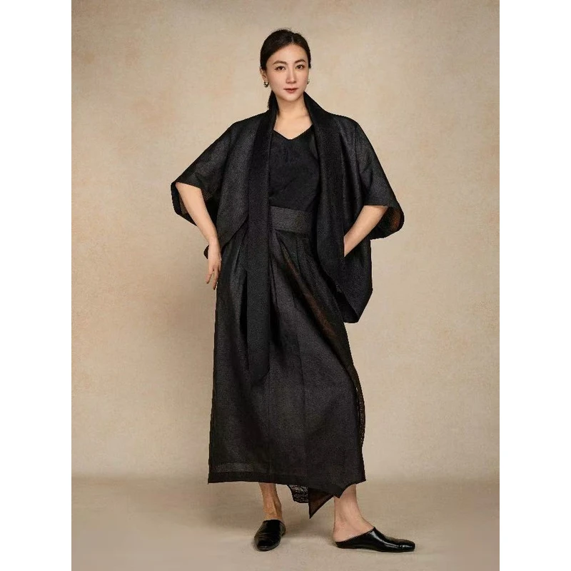 【栖香锦】莨纱拼接兰花草  香云纱  国风 秀款  气质 斗篷