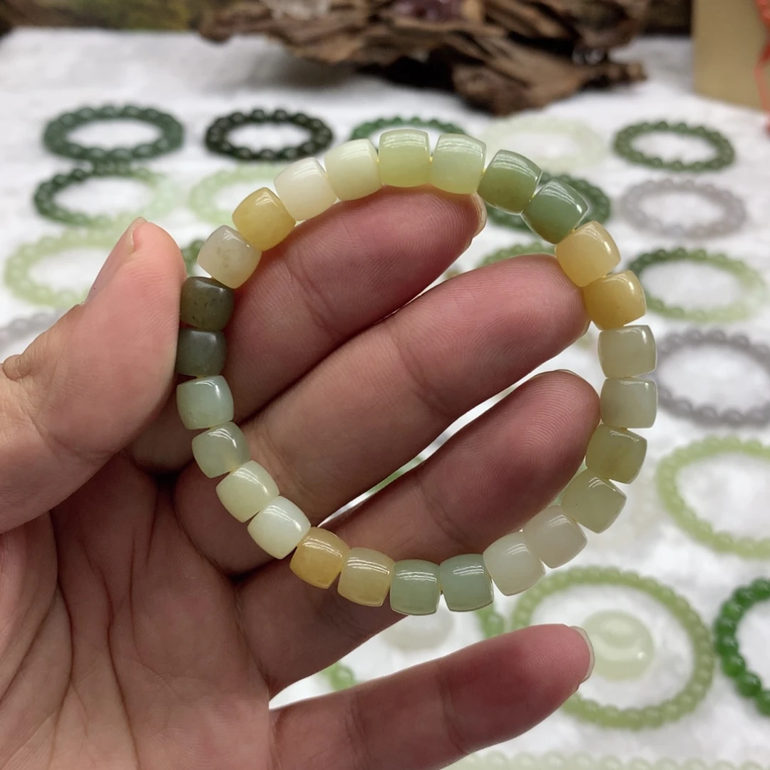 和田玉未镶嵌手串（直切多宝8）