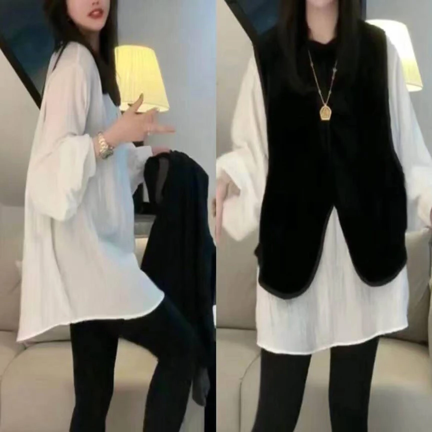 减龄丝绒马甲衬衫8152HASXYQ