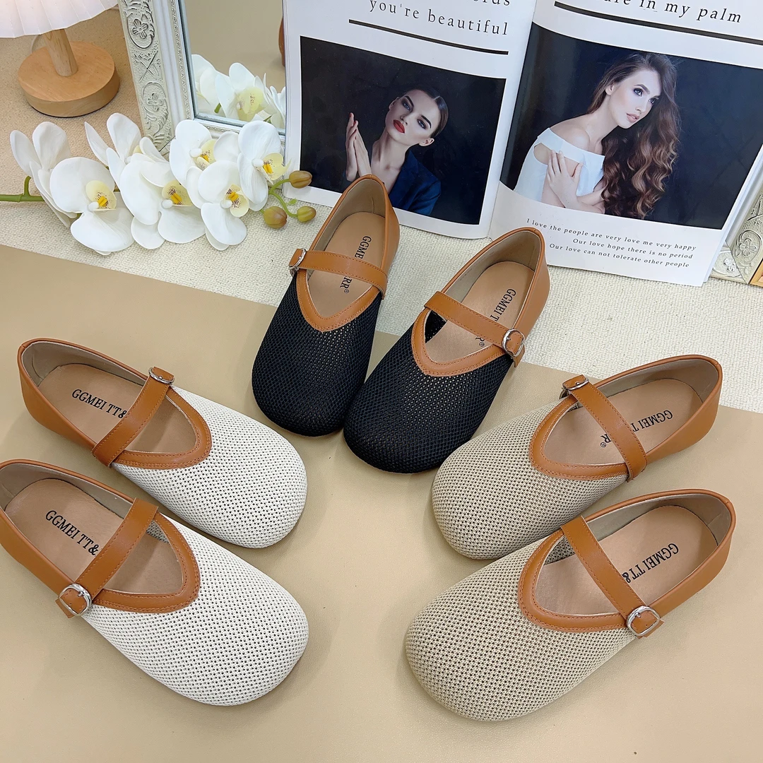 小哲家【极简风】镂空平底轻奢舒适百搭休闲时尚玛丽珍女鞋77177