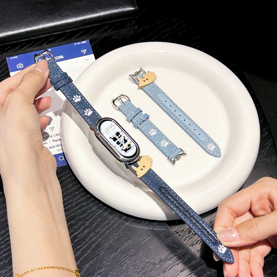 【刺绣猫爪】适用于小米手环9表带10/8牛仔7猫爪6/5/4NFC陶瓷版腕带