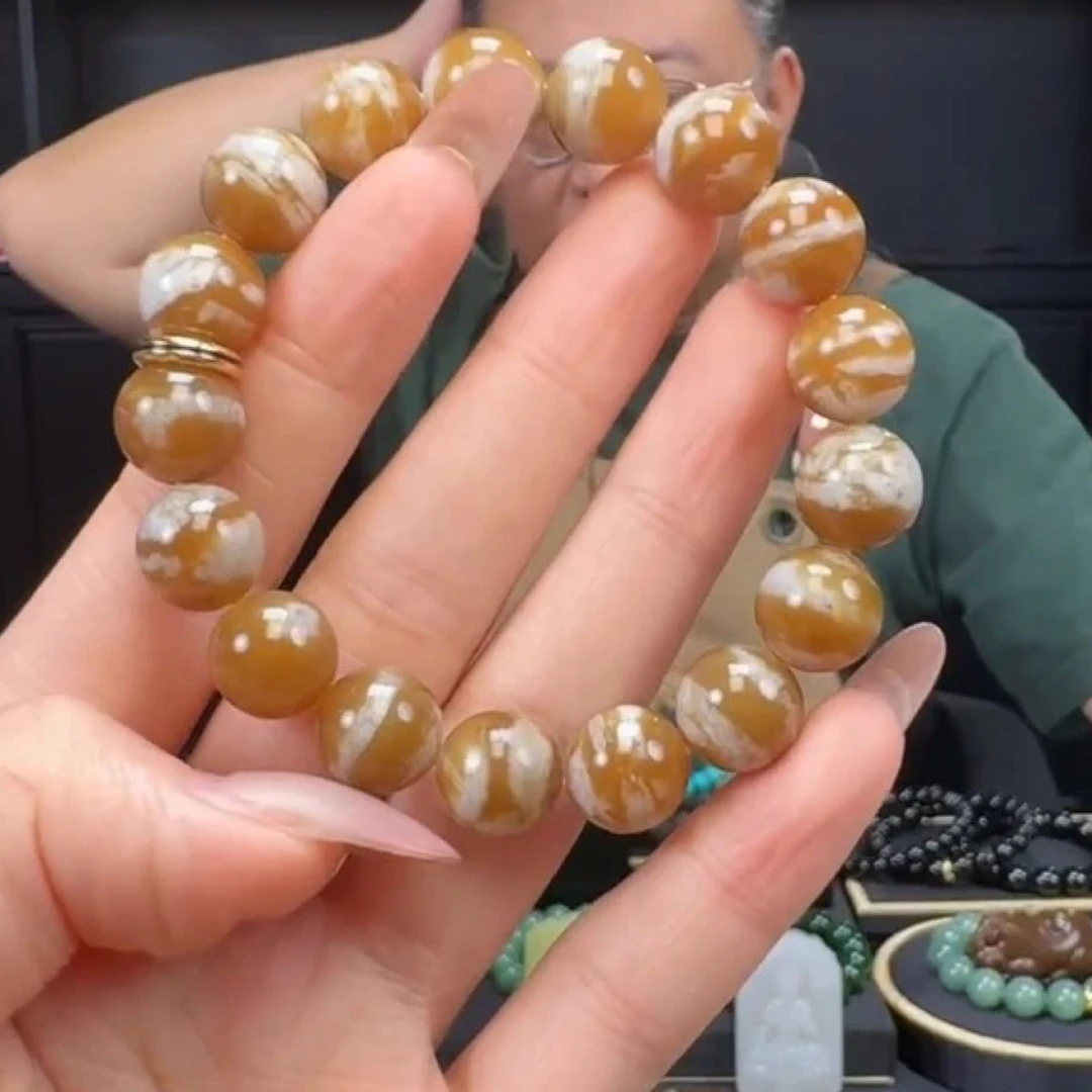 12mm和田玉糖圆珠手串