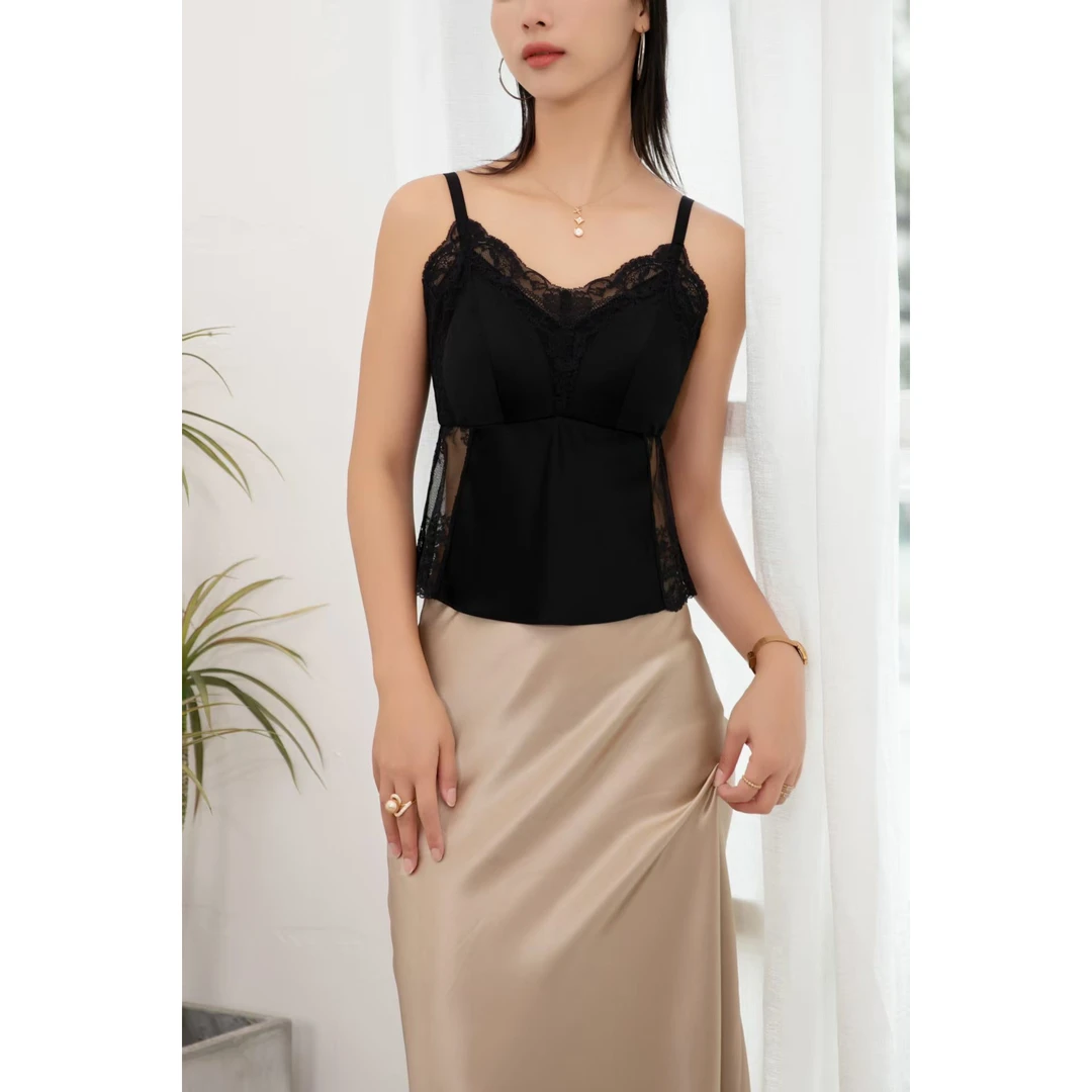 《万人迷美背》JING时尚250002美背拼蕾丝吊带肤感连体三角杯美背