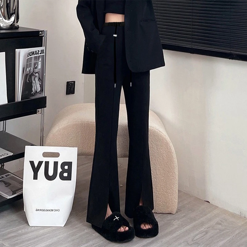 M-3XL孕妇微喇抽绳款有口袋小西裤春秋外穿简约孕妇裤