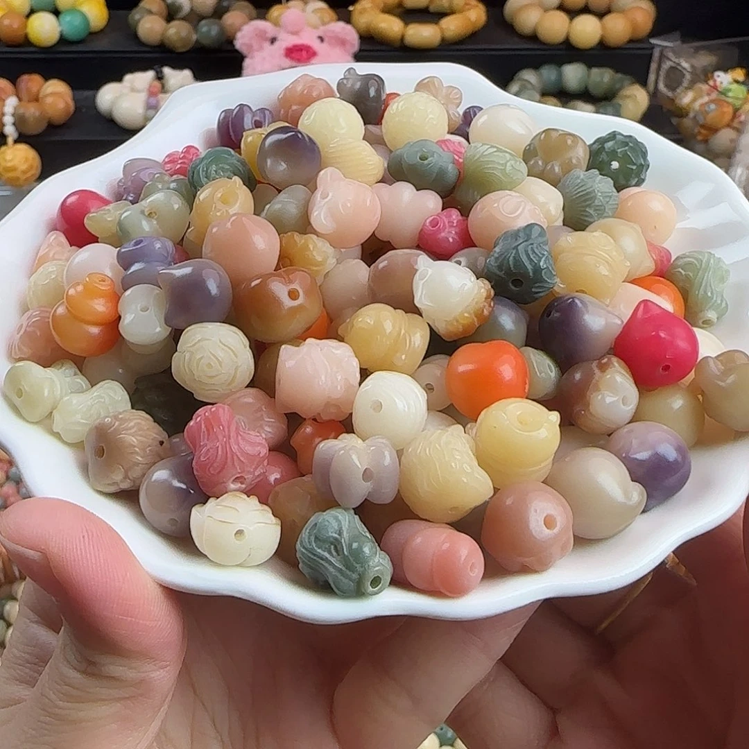 手串菩提根/象牙果卡12左右雕刻件混锅30颗