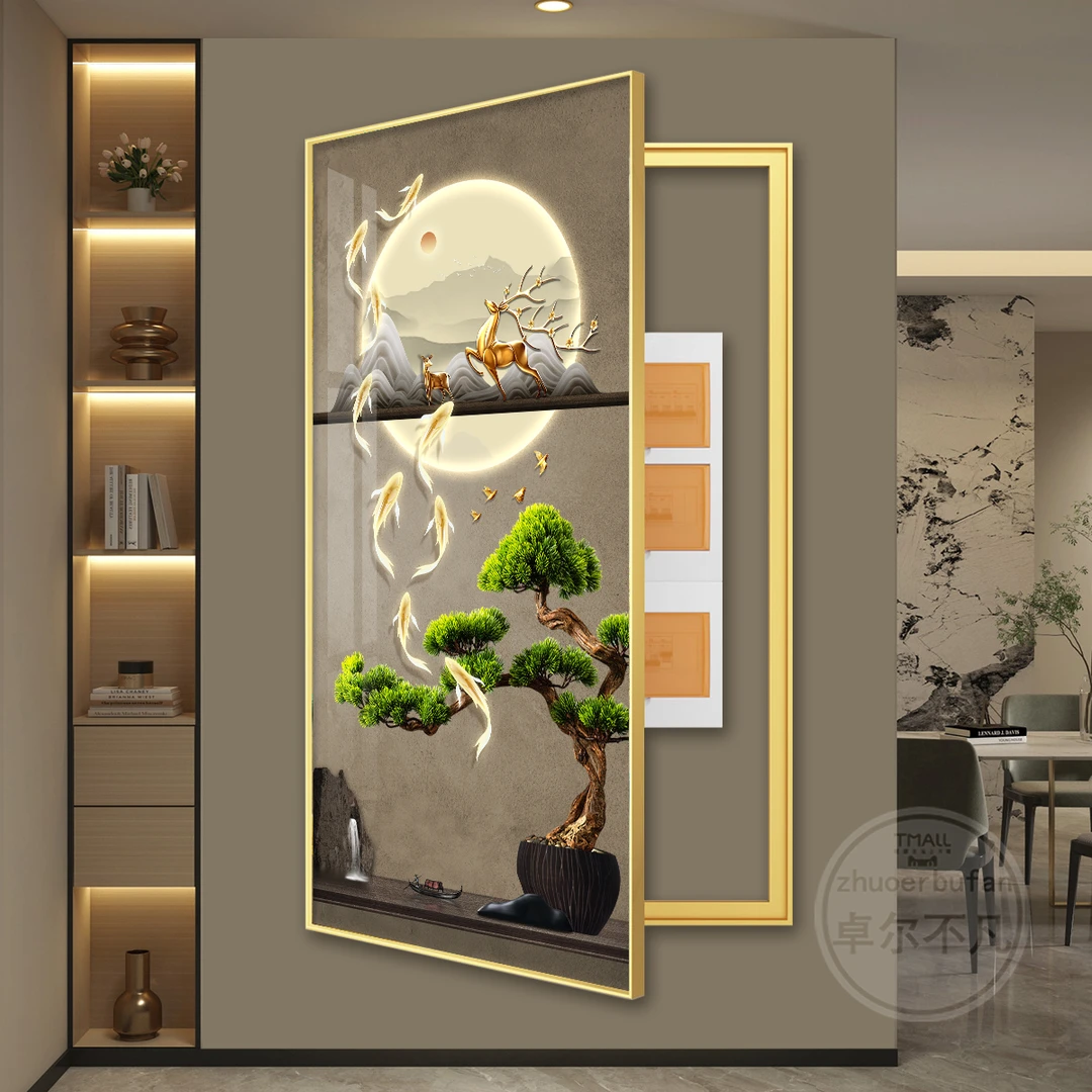 轻奢大尺寸电表箱入户玄关装饰画挂画壁画简约现代走廊过道双层