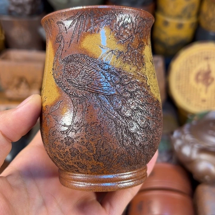 紫砂茶杯宜兴紫杯子