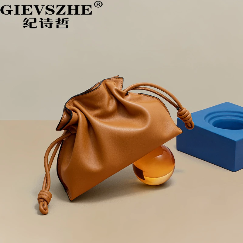 纪诗哲包包女款2025新款时尚简约小福袋单肩包抽绳小包送女友礼物