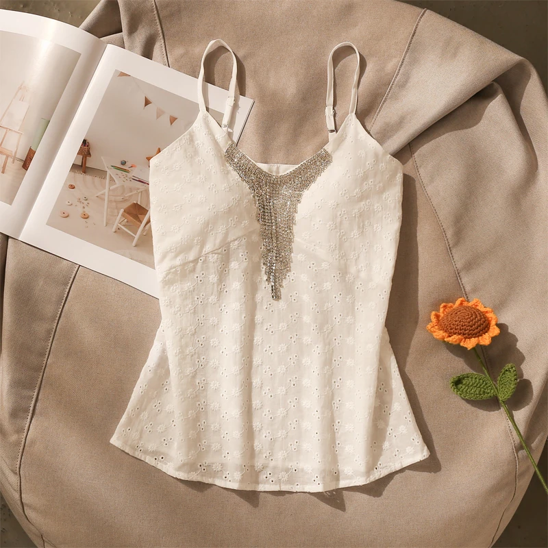 高级感白色小吊带背心女夏季内搭新款美背修身设计感打底无袖上衣