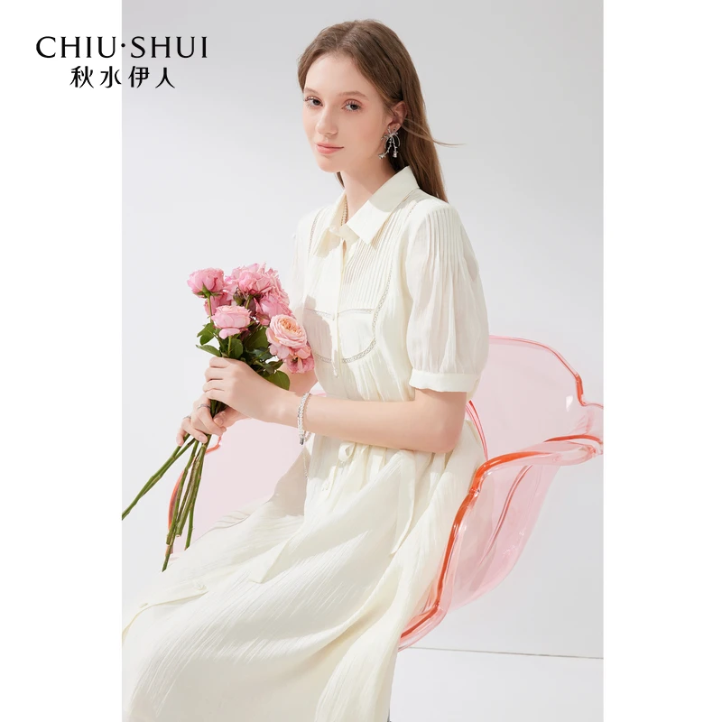 【赵老板】秋水伊人莱赛尔绑带收腰A字连衣裙女裙子624202D020176