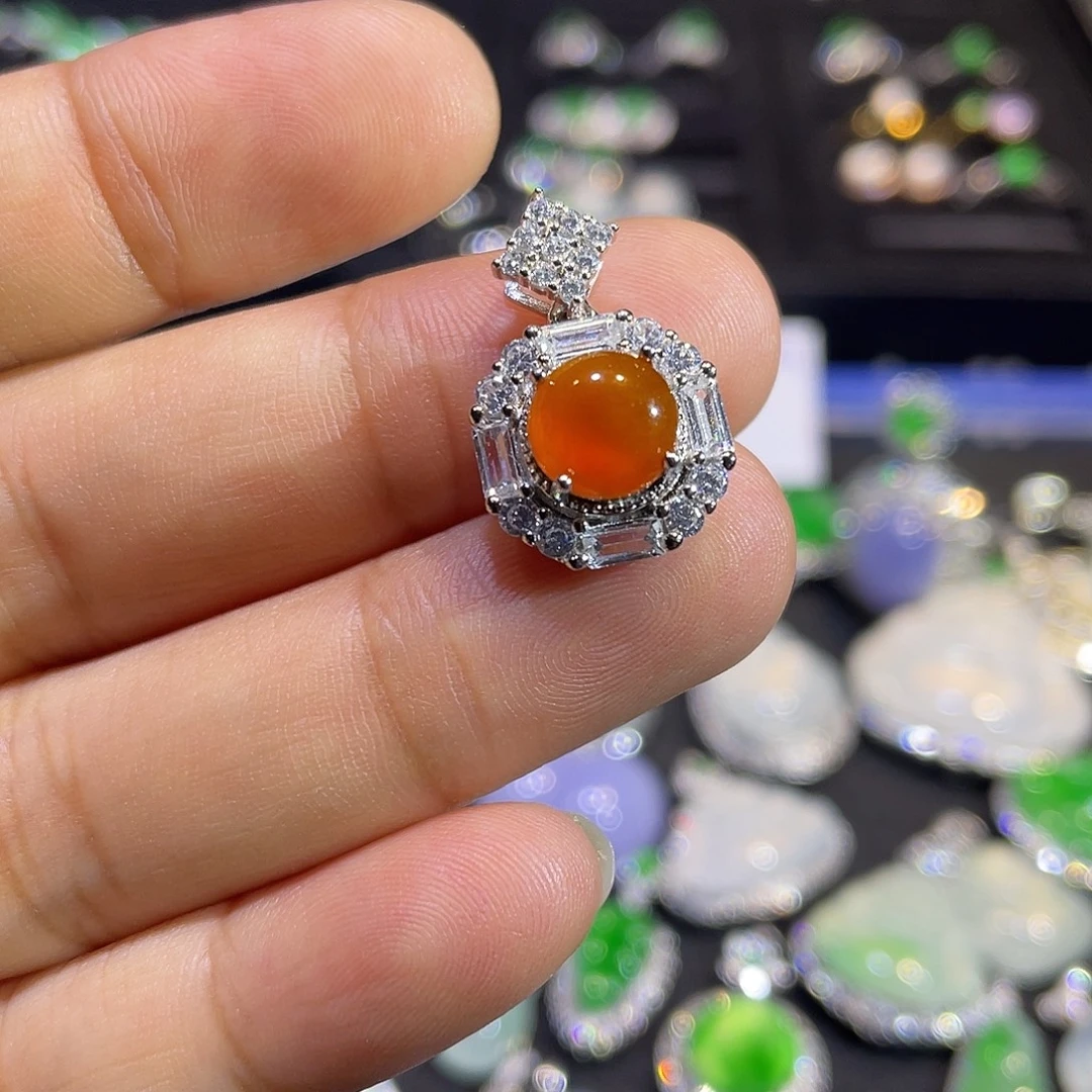 翡翠银S925镶嵌吊坠(不含链)