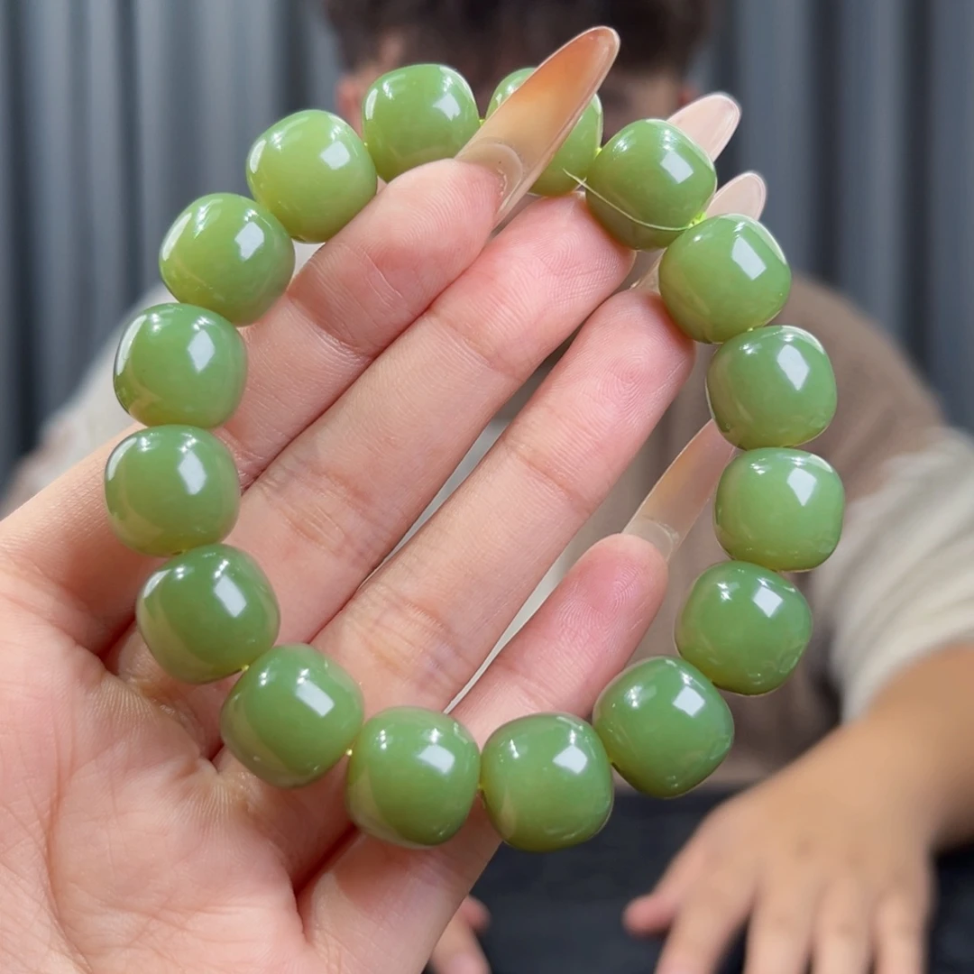 和田玉未镶嵌手串天然和田玉新疆若羌青黄口手串14