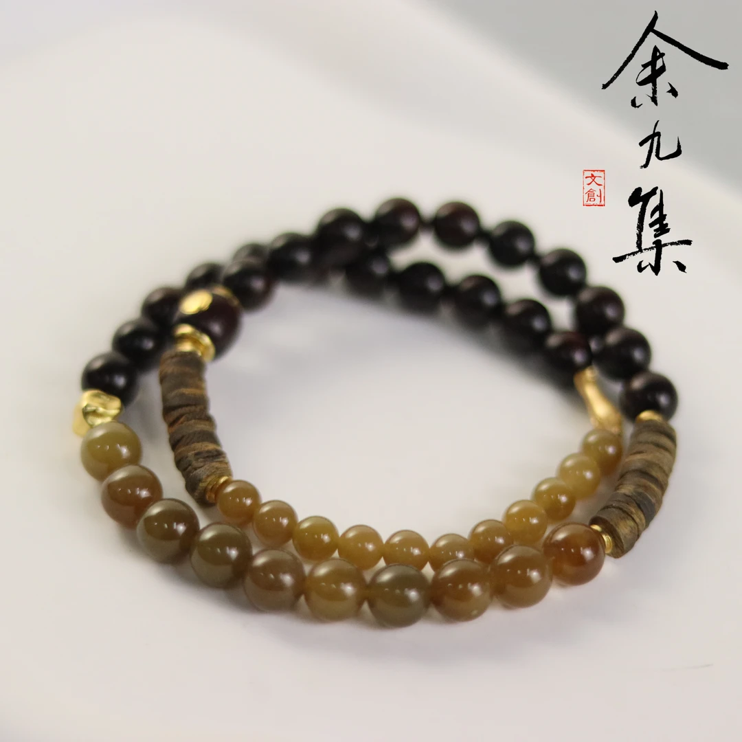 ZC10A68994[原创]小叶紫檀糖玉双圈手串（多样性发货)