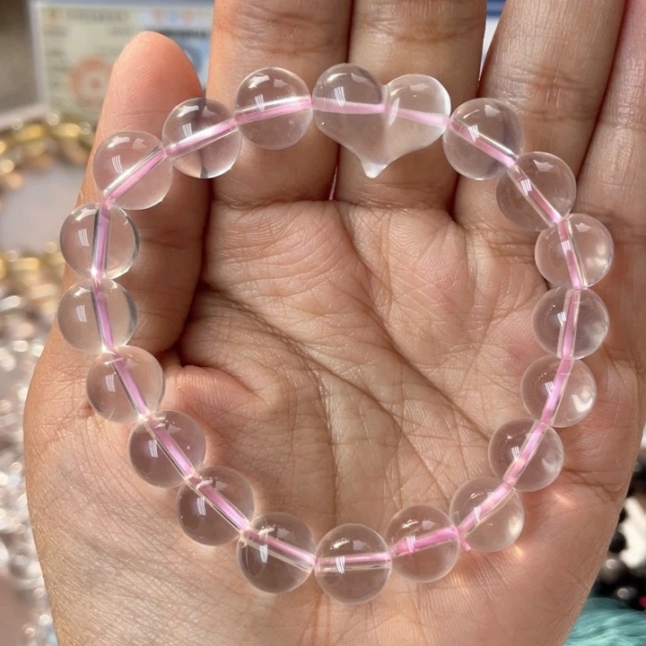 水晶手串未镶嵌纯净体粉水晶
