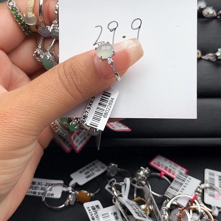 翡翠戒指银S925镶嵌缅甸天然A货翡翠女戒