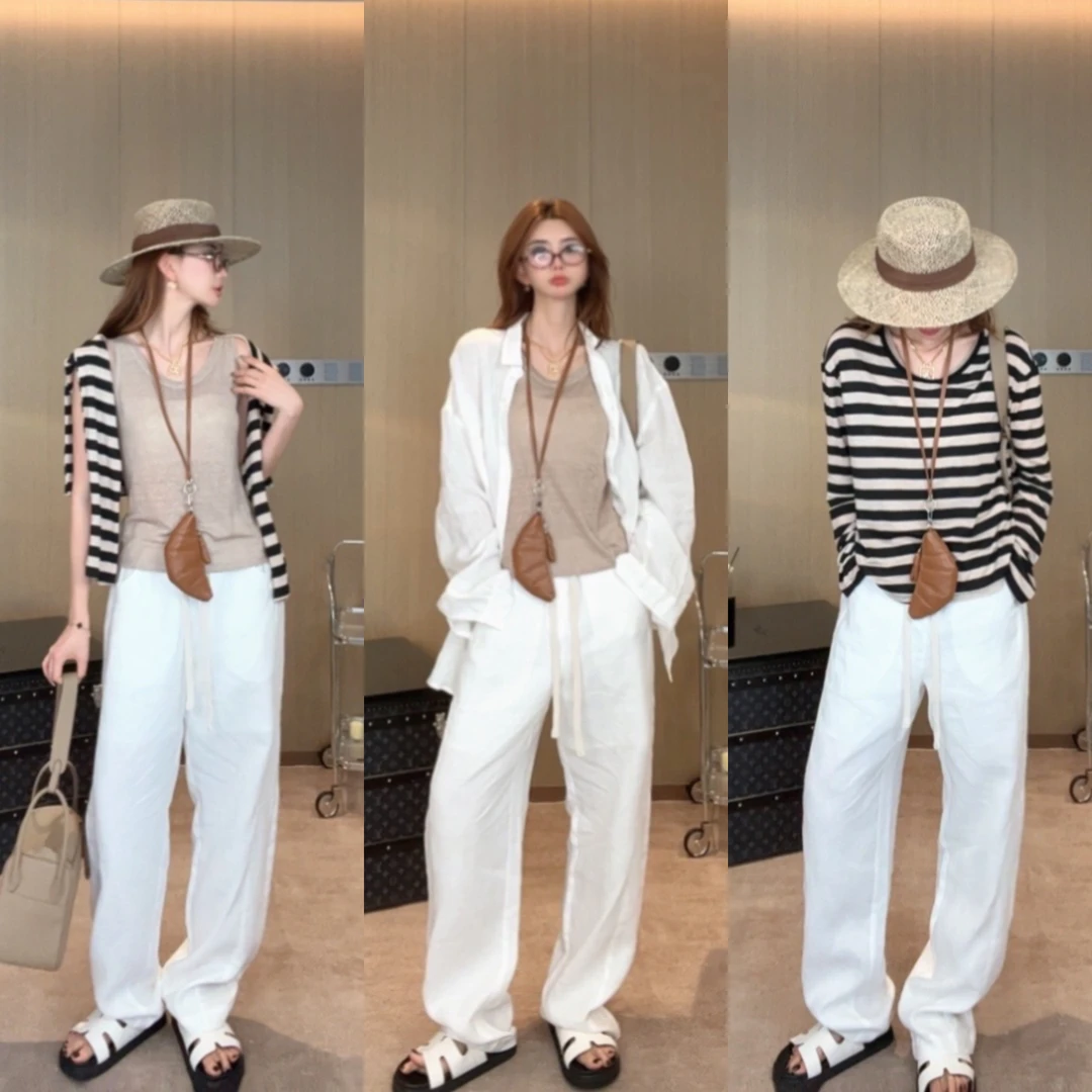 婉君【弯刀亚麻裤】夏季阔腿透气休闲时尚气质中式裤子LWJ24B2K1152