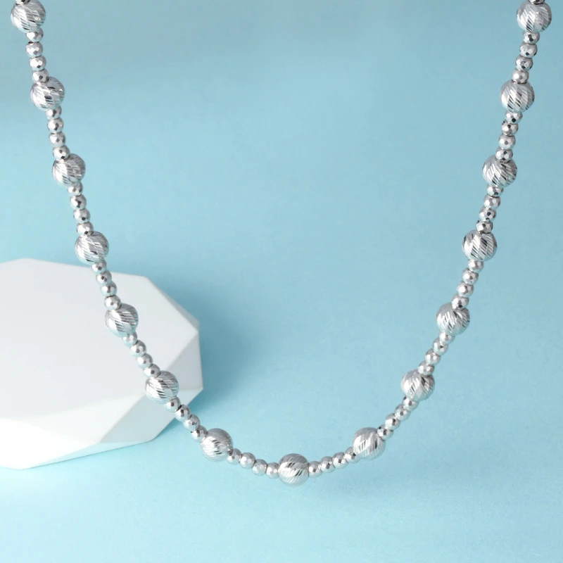 格莉特珠宝PT990铂金时尚个性百搭蹦迪珠链蛇链素链S047