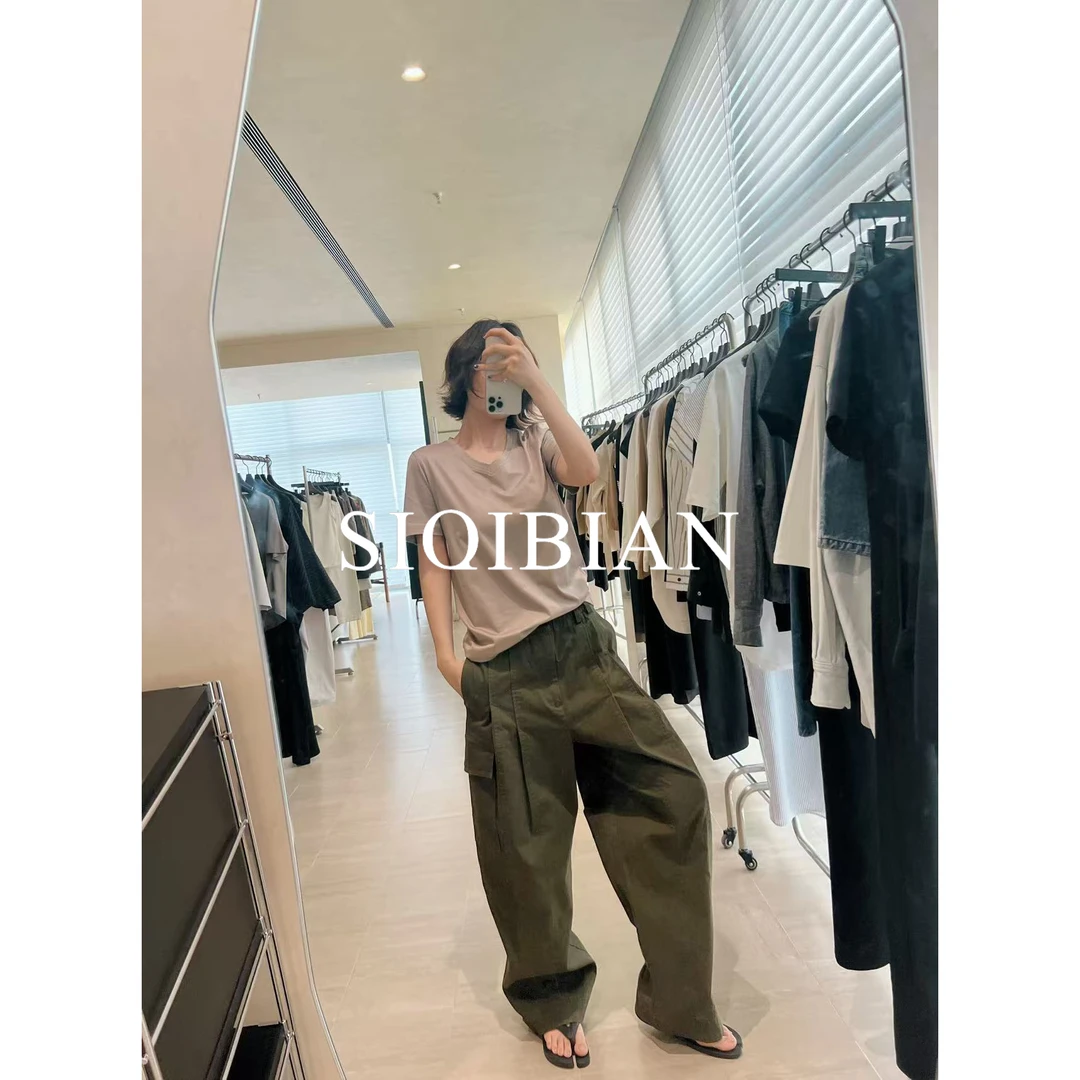SIQIBIAN ｜25夏季休闲百搭压褶工装阔腿休闲裤【李李专属】-2502