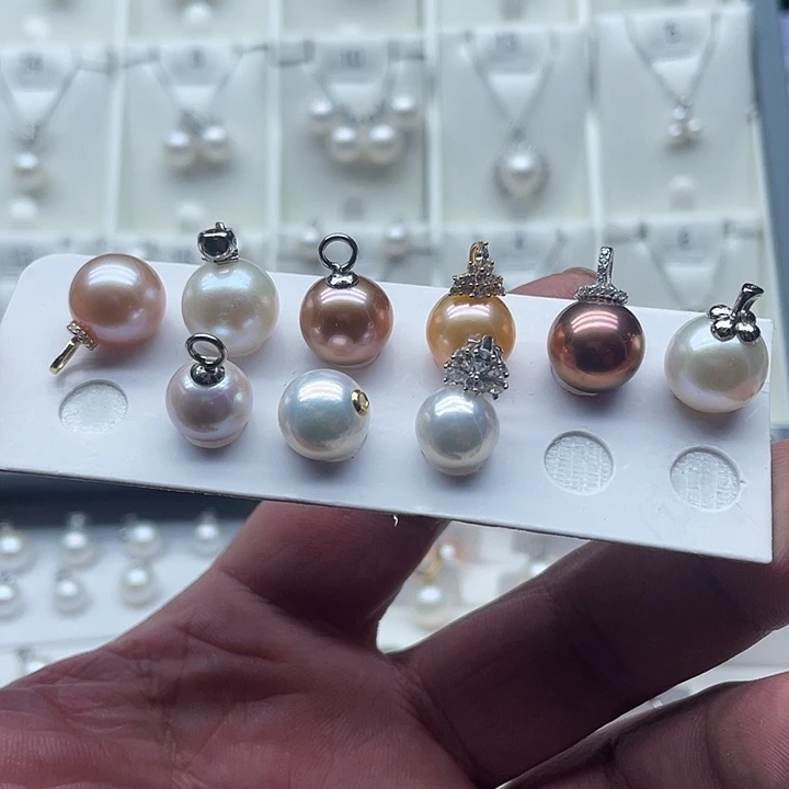 淡水珍珠银S925镶嵌吊坠(不含链)